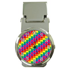 Rainbow 3d Cubes Red Orange Money Clip Watches by Nexatart