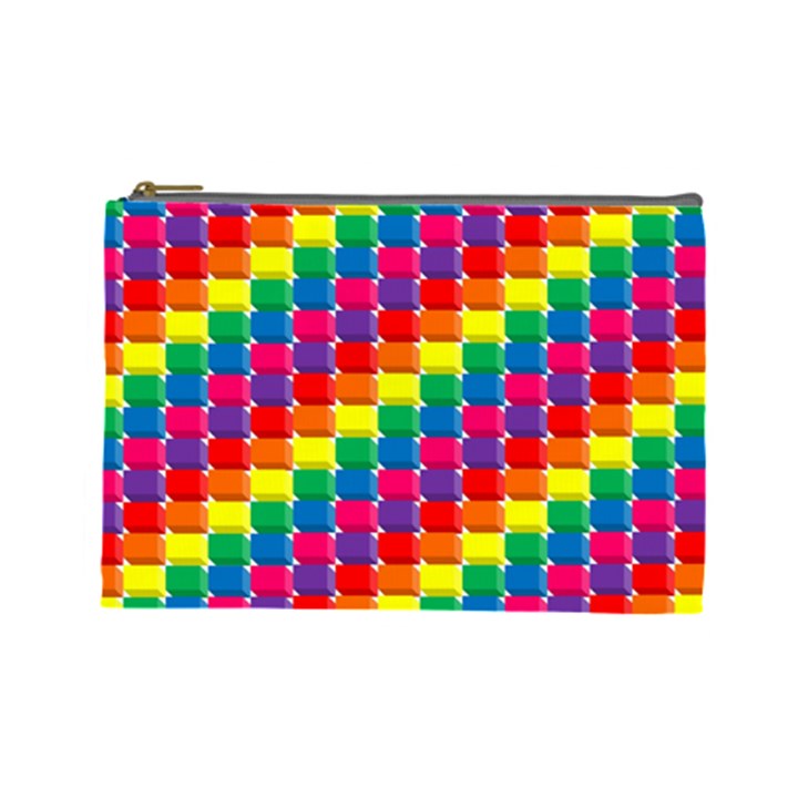 Rainbow 3d Cubes Red Orange Cosmetic Bag (Large) 