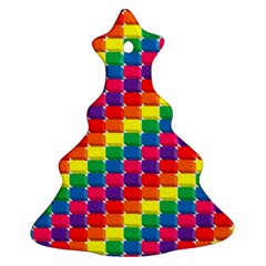 Rainbow 3d Cubes Red Orange Christmas Tree Ornament (two Sides)