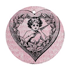 Heart Drawing Angel Vintage Round Ornament (two Sides)