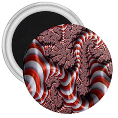 Fractal Abstract Red White Stripes 3  Magnets