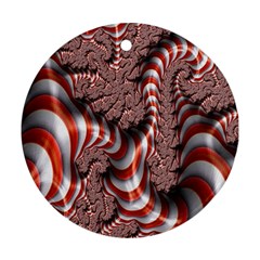 Fractal Abstract Red White Stripes Ornament (Round)