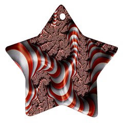 Fractal Abstract Red White Stripes Ornament (star) by Nexatart