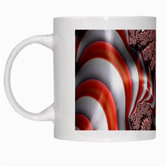 Fractal Abstract Red White Stripes White Mugs