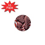 Fractal Abstract Red White Stripes 1  Mini Magnet (10 pack)  Front