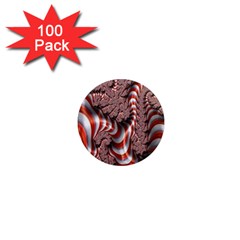 Fractal Abstract Red White Stripes 1  Mini Magnets (100 pack) 