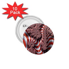 Fractal Abstract Red White Stripes 1.75  Buttons (10 pack)