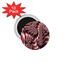 Fractal Abstract Red White Stripes 1.75  Magnets (10 pack) 