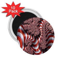 Fractal Abstract Red White Stripes 2.25  Magnets (10 pack) 