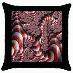 Fractal Abstract Red White Stripes Throw Pillow Case (Black)