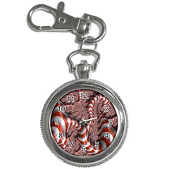 Fractal Abstract Red White Stripes Key Chain Watches