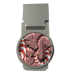 Fractal Abstract Red White Stripes Money Clips (Round) 