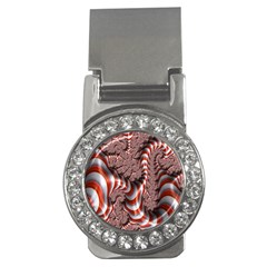 Fractal Abstract Red White Stripes Money Clips (CZ) 