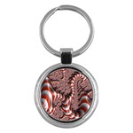 Fractal Abstract Red White Stripes Key Chains (Round)  Front