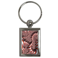 Fractal Abstract Red White Stripes Key Chains (Rectangle) 