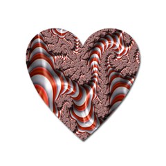 Fractal Abstract Red White Stripes Heart Magnet