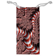 Fractal Abstract Red White Stripes Jewelry Bag