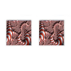 Fractal Abstract Red White Stripes Cufflinks (square)