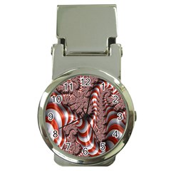 Fractal Abstract Red White Stripes Money Clip Watches
