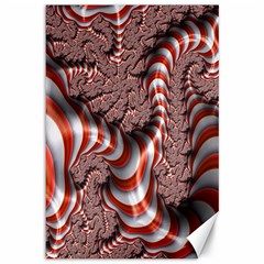 Fractal Abstract Red White Stripes Canvas 12  x 18  