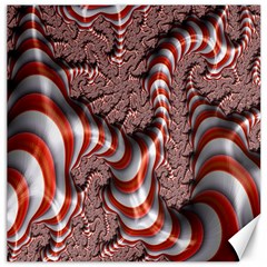 Fractal Abstract Red White Stripes Canvas 16  x 16  