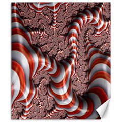 Fractal Abstract Red White Stripes Canvas 20  x 24  