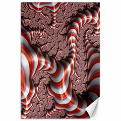 Fractal Abstract Red White Stripes Canvas 20  x 30  