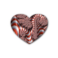 Fractal Abstract Red White Stripes Heart Coaster (4 pack) 