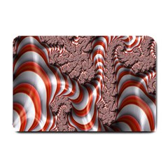 Fractal Abstract Red White Stripes Small Doormat 