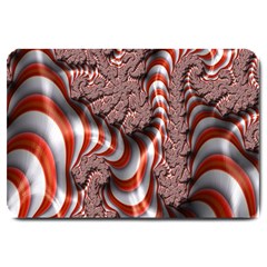 Fractal Abstract Red White Stripes Large Doormat 