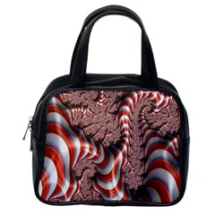 Fractal Abstract Red White Stripes Classic Handbags (One Side)