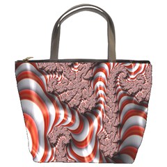 Fractal Abstract Red White Stripes Bucket Bags