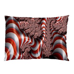 Fractal Abstract Red White Stripes Pillow Case