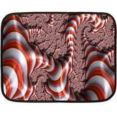 Fractal Abstract Red White Stripes Double Sided Fleece Blanket (Mini) 