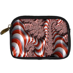 Fractal Abstract Red White Stripes Digital Camera Cases