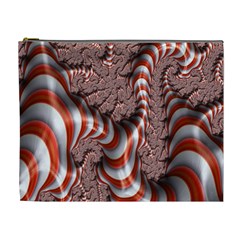 Fractal Abstract Red White Stripes Cosmetic Bag (XL)