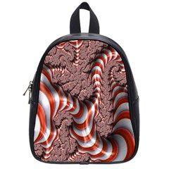 Fractal Abstract Red White Stripes School Bags (Small) 
