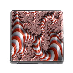 Fractal Abstract Red White Stripes Memory Card Reader (Square)