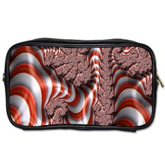 Fractal Abstract Red White Stripes Toiletries Bags