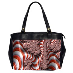 Fractal Abstract Red White Stripes Office Handbags (2 Sides) 