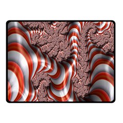 Fractal Abstract Red White Stripes Fleece Blanket (small)