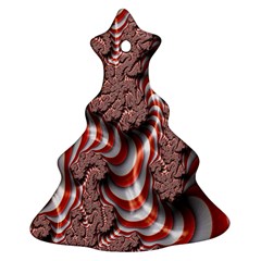 Fractal Abstract Red White Stripes Ornament (Christmas Tree) 