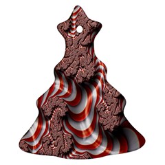 Fractal Abstract Red White Stripes Christmas Tree Ornament (Two Sides)