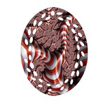 Fractal Abstract Red White Stripes Ornament (Oval Filigree) Front