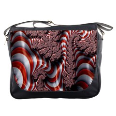 Fractal Abstract Red White Stripes Messenger Bags