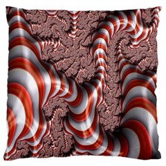 Fractal Abstract Red White Stripes Large Cushion Case (One Side)