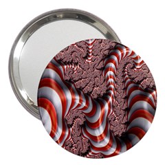 Fractal Abstract Red White Stripes 3  Handbag Mirrors