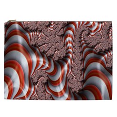 Fractal Abstract Red White Stripes Cosmetic Bag (XXL) 