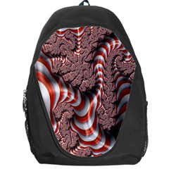 Fractal Abstract Red White Stripes Backpack Bag by Nexatart