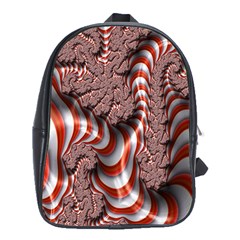 Fractal Abstract Red White Stripes School Bags (XL) 